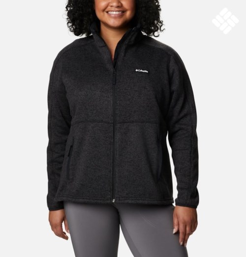 Women's Columbia Sweater Weather Full Zip Fleece Jackets Black | Plus Size CA-G5L18